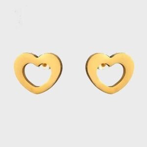 Heart Studs Gold Plated Stainless Steel Earrings